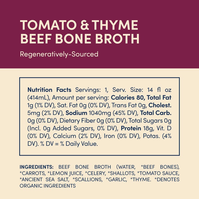 FOND Grass-fed Regenerative Beef Bone Broth infused with Organic Tomato