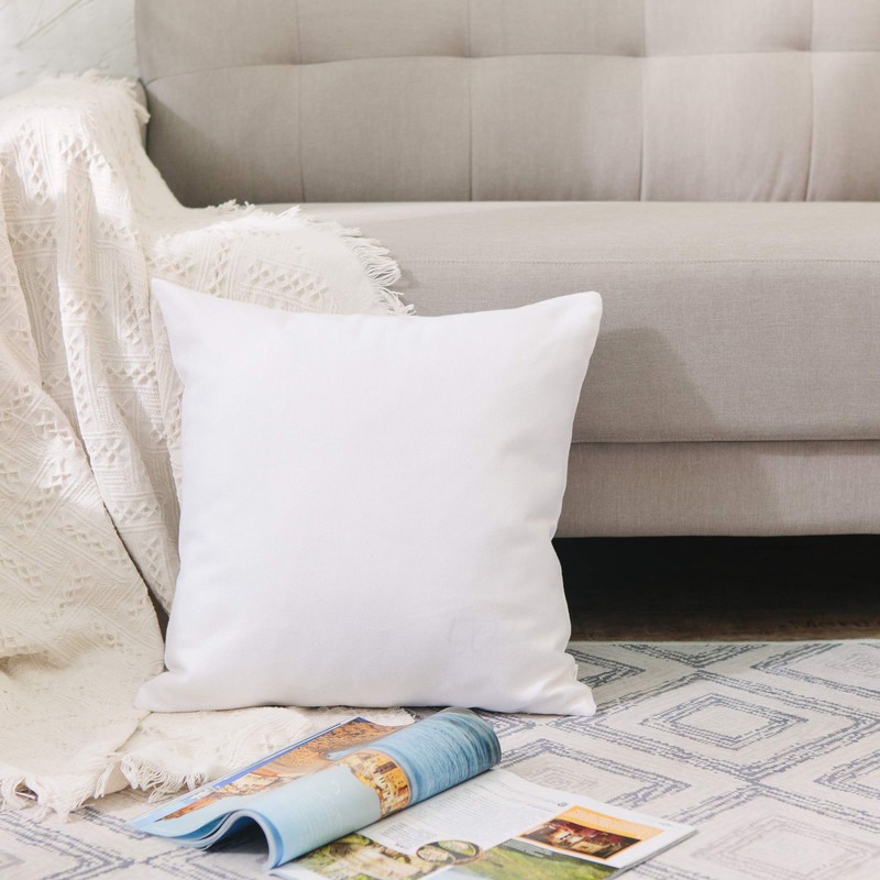 NATUS WEAVER 2 Piece White Pillow Case Faux Linen Square