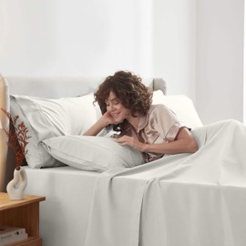 Nestl Extra Deep Full Sheet Set - 6 Piece Breathable & Cooling Sheets - Hotel Luxury Bedding Set w/18-24 Inch Extra Deep Pockets - Easy & Secure Fit - Super Soft, Wrinkle Free & Comfy - Off White