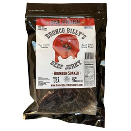 Bronco Billy's Beef Jerky Bourbon Soaked One Pound Resealable Bag