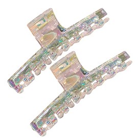 Ovche 2 Pack Transparent Plastic White Marbleized Claw Hair Clips French Style Clips No Slippage Stylish Hair Clamp Grip for Thick Hair Jaw Comb Hairclips Hair Catch with Teeth Hair Updo Grip for Bath,SPA,Washing,Makeup