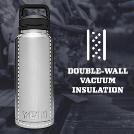YETI Rambler Bottle Chug, Vaccum Insulated Stainless Steel Bottle with Chug Cap, White, 46 oz (1.4 L)