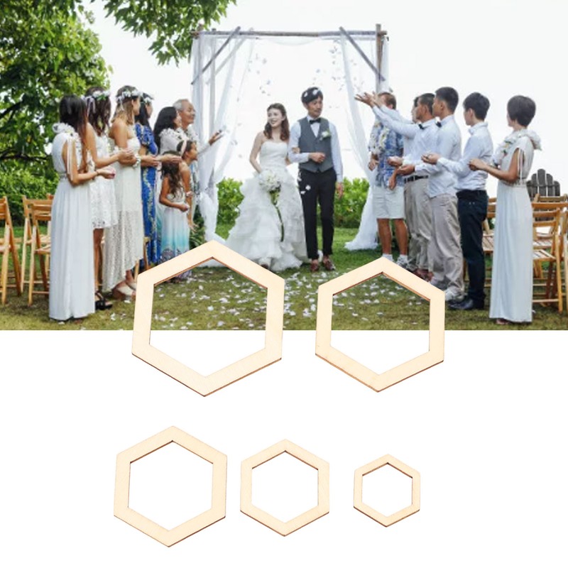 205Pcs Hexagonal Wooden Cutouts 5 Sizes Light Durable Odourless Blank