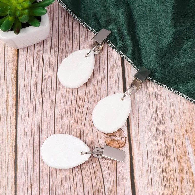 MEZOKUCEL Tablecloth Weights Hangers,8 Pcs Tear Drop Marble tablecover Weights,