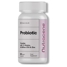 Nutracene Probiotics Supplement with Zinc | 40 Billion CFU | Gut Health | Made in The UK | Made to GMP Standards | Vegan