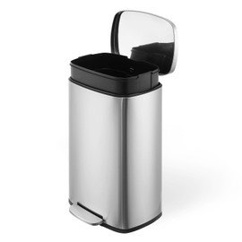 Garvee 13 Gallon/50 L Kitchen Trash Can, Stainless Steel Garbage Can with Soft Close Lid, Tall Heavy Duty Trash Can with Removable Inner Bucket & Foot Pedal for Kitchen, Bedroom, Bathroom, Office