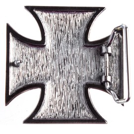 Each Quilted Iron Cross Western Belt Buckle - Silver - Teen And Adult