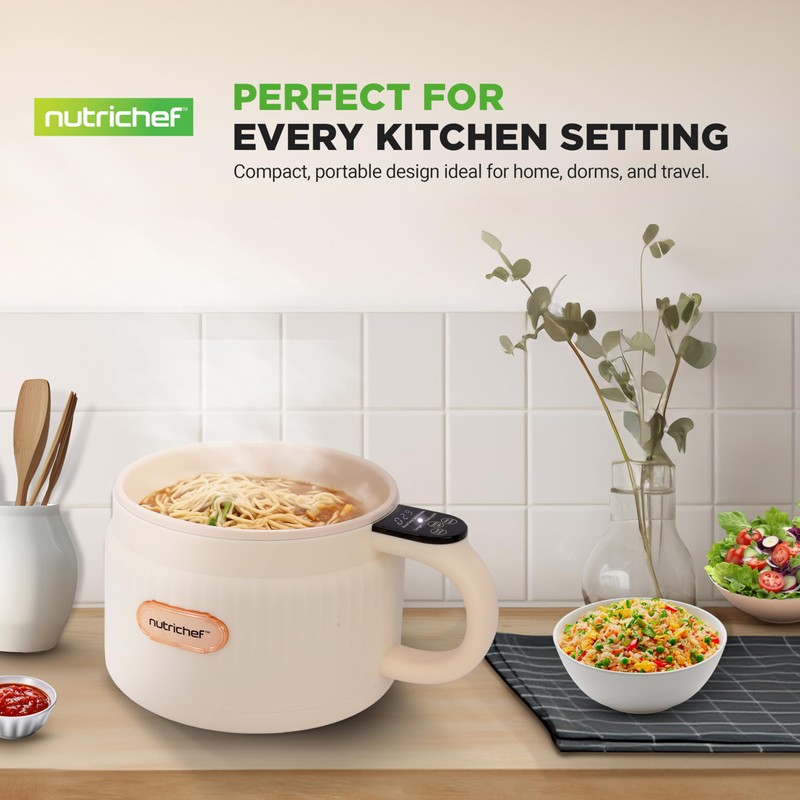 NutriChef 1.6 QT Portable Electric Rice Cooker & Lunch Maker