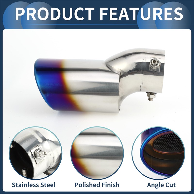 INFINAUTO Slant Exhaust Vent Longtail Tube Fits Honda Civic 2016-2019