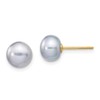 14K Yellow Gold 7-8mm Grey Button FW Cultured Pearl Stud