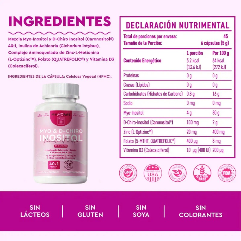 Myo Chiro Inositol Capsulas 120caps Sabor