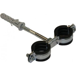 Anti Vibration Double Metal Pipe Clips Clamps Rubber Lined for 25-30mm Pipes (3/4" BSP)