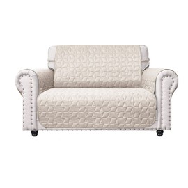 Ameritex Loveseat Cover Water-Resistant Quilted Furniture Protector with Back Nonslip Paws Slipcover for Dogs, Kids, Pets Loveseat Slipcover Stay in Place for Leather (Beige, 46'')