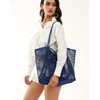 Hoxis Mesh Beach Tote Womens Shoulder Handbag, Dark Blue, L