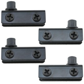 LUORNG 2 Sets 40x13mm Black Glass Door Pivot Hinge Iron Plated Glass Clip Furniture Fitting Door Fitting for Display Cabinet and Bathroom Door