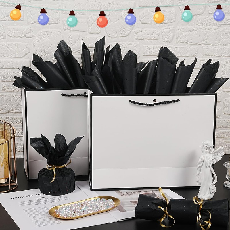 Black Glitter Tissue Paper for Gift Bags, 60 Sheets 14