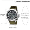 JewelryWe Men's Military Watches Dual Time Display Multifunctional Nylon Band