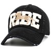 KBVT-836 BLK Urban Fashion Vintage Baseball Cap Distressed Washed Dad