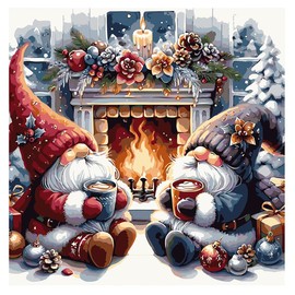 Gnome Stamped Cross Stitch Kits for Adults - Christmas Embroidery Kits for Beginners Adults,11 CT Patterns Dimensions Counted Cross Stitch Kits for Adults Arts Craft 14x14 inch