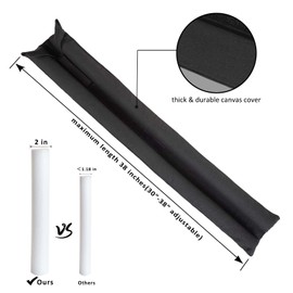 Marwood Under Door Draft Stopper 30-38" Adjustable Wind Stopper for Door & Window, Foam Door Sweep Air & Noise Blocker for Bottom of Doors Double Side Seal - Black