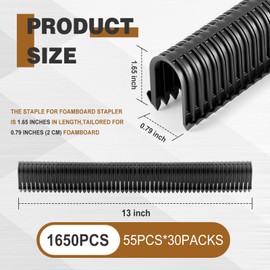 Beeveer 1650 Pcs Staple for Foamboard Stapler 1.65″ Staples for 1″ and 2″ Foam Board (Pex Stapler Not Included)