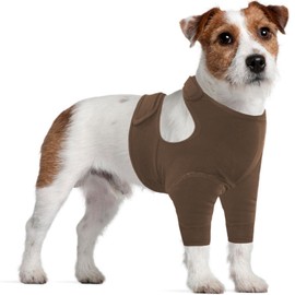 IDOMIK Dog Recovery Sleeve for Front Legs,Adjustable Dog Leg Sleeves to Stop Licking,Breathable Dog Surgery Recovery Suit Front Leg,Dog Elbow Braces Protector Dog Cone Collar Alternatives,Khaki,S