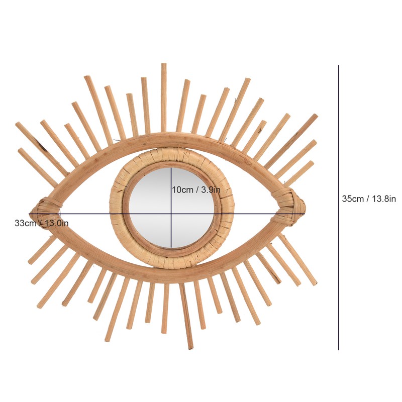 Nordic Makeup Mirror Rattan Woven Eye Shape Wall Hanging Mirror