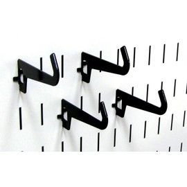 Wall Control 3-1/2in Reach Curved Tip Slotted Hook Pack - Slotted Metal Pegboard Hooks Pegboard and Slotted Tool Board - Black