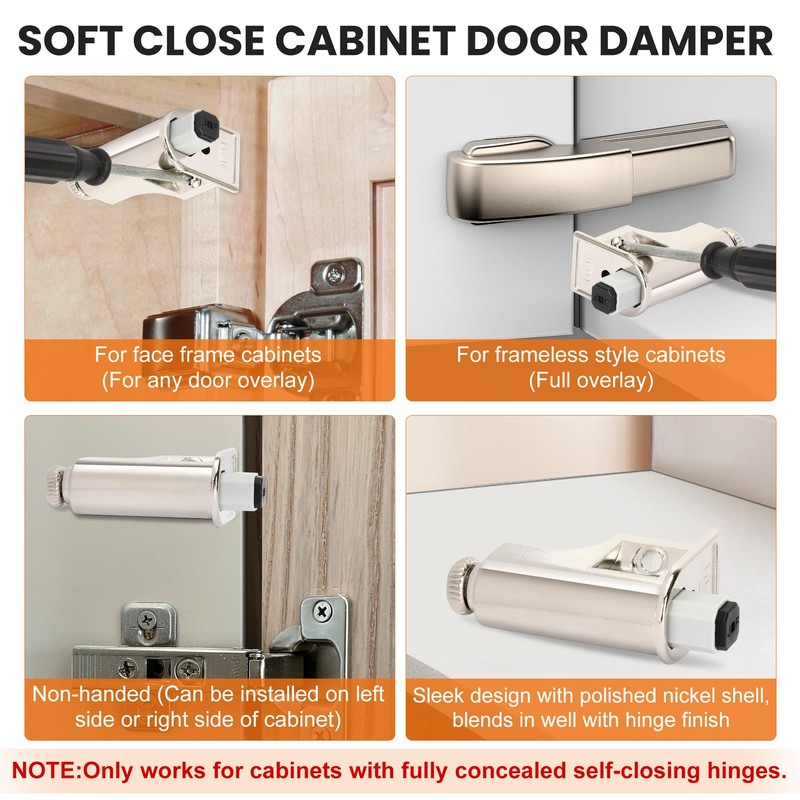 10 Pcs Soft Close Damper for Cabinet Doors/Wardrobe Doors,Adjustable Hydraulic