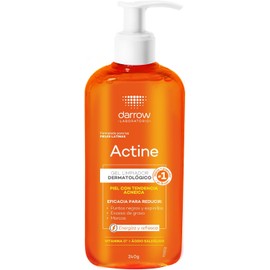 Darrow Actine Gel Limpiador Facial Dermatológico con Vitamina C y acido salicilico, para Piel Grasa y con Tendencia Acneica, Elimina el Brillo del Rosto y Refresca, Ideal para Skincare Diario, 240g