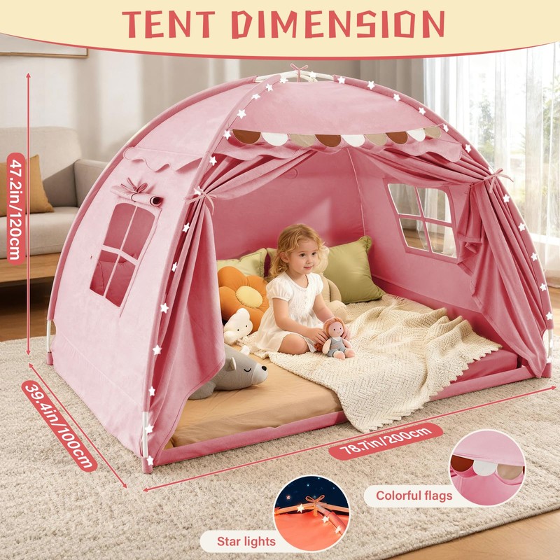 Dayacoco Large Toddler Bed Tent, Twin Kids Tent Indoor