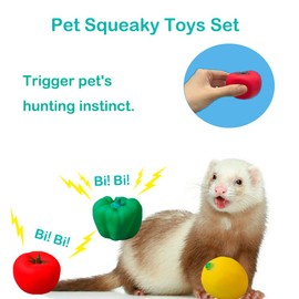 14pcs Ferret Squeaky Toys Set Rubber Balls Ferret Teeth Grinding Chewing Balls Teething Bouncy Bell Ball Interactive Sound Squeaker Toy Exercise Scratch Chew Toy for Ferrets Pet Cat Dog Small Animals