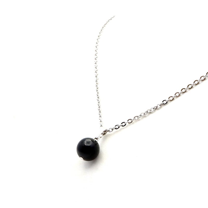 Gold Stone Morion Necklace, Black Crystal, Pendant, Unisex, Natural Stone,