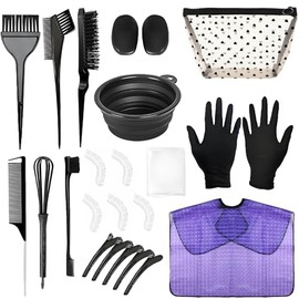 26 Pcs Hair Dye Kit - Hair Coloring Tools Set with Tinting Bowl, Agitator, Dye Brushes, Ear Covers, Hair Clips, Cape & More - For Salon Use & Home DIY