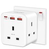 LENCENT 3 way plug adaptor with 3 Fast Charge USB,