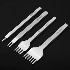 WUTA 1st Generation Leather Craft Rhombus Perforated Upgrade Leather Craft Tools 4 Piece Steel Drilling Tool Set for Leather Craft DIY Handmade Tools (0.1 inch (4 mm) 1+2 + 4+6