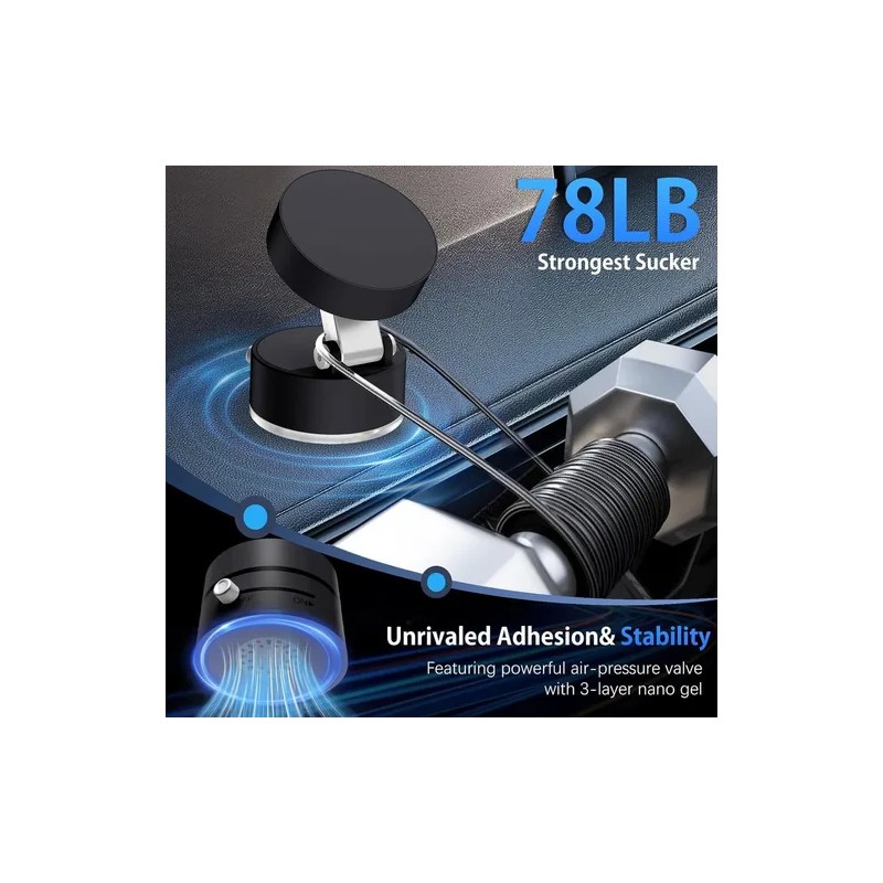 Soporte Celular Auto Magnético Qzgyoool Ventosa Ajustable Negro