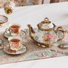 CHANJOON tea sets Gold Plated Red Rose Ceramic Tea Set,