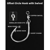 BLUEWING Offset Circle Hook with Swivel 5pcs Stainless Steel Fishing