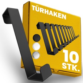 Menz Door Hooks for Hanging, Pack of 10 Clothes Hooks for Door, Compact Hooks for Hanging with High Load Capacity, Space Saving Door Coat Rack for Hanging, Flexible Door Hook Rail, Black