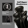 Black Golf Zipper Head Covers Driver 1 3 5 7