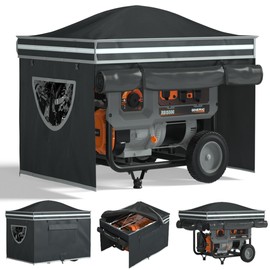 Generator Covers While Running, Generator Tent With Bracket, 38X28X27 inches, Roof Design Without Water Accumulation,1680D Marine Canvas Production+Heavy-Duty Stainless Steel Bracket, Black