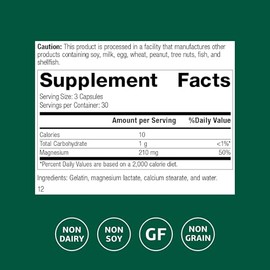 Lactato de magnesio de proceso estándar, suplemento de lactato de magnesio para energía celular, apoyo muscular y óseo, soporte cardíaco y sistema nervioso, forma biodisponible y absorbible de