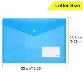 ZCZN 24 pcs Transparent Plastic File Folders, Letter Size / A4 Size Waterproof File Envelopes with Label Pocket and Snap Button for School Home Work Office Organization, 6 Assorted Colors