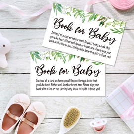 Books for Baby Shower Request Cards, 50 Greenery Baby Shower Invitation Inserts, Baby Shower Book Request Cards, Baby Shower Games, Baby Party Supplies