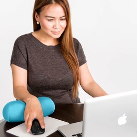 Travel Fanatics Mini Microbead Pillow – 3.5"x8" Small Neck Pillow for Travel, Airplane, Car – Squishy Support for Neck, Back, Legs, Knees, Arms – Ideal for Surgery Recovery – Blue