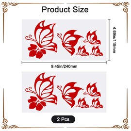 GORGECRAFT 2 Sheets Red Butterfly Hawaiian Reflective Decals Car Decal PET Waterproof Sticker Outdoor Bumper Women Car Stickers for Auto Truck SUV Wall Art Laptop Home Decor
