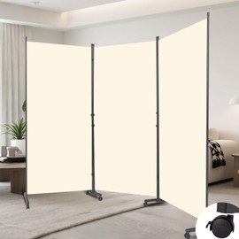 Room Divider (3 Panel) Wall Divider for Room Separation, 102 inch Wide Portable Privacy Screens W/Wheels, Metal Frame Freestanding Room Separators 5.6FT Room Partitions and Dividers