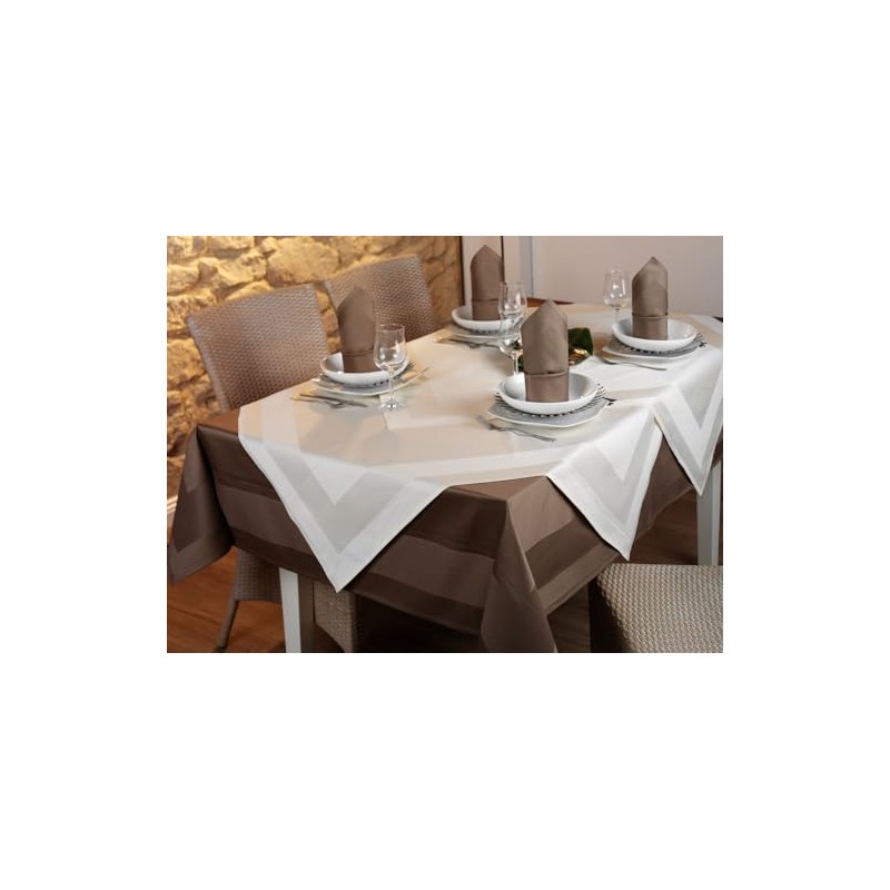texpot Tablecloth 130 x 220 cm Mocha Brown Satin Edge