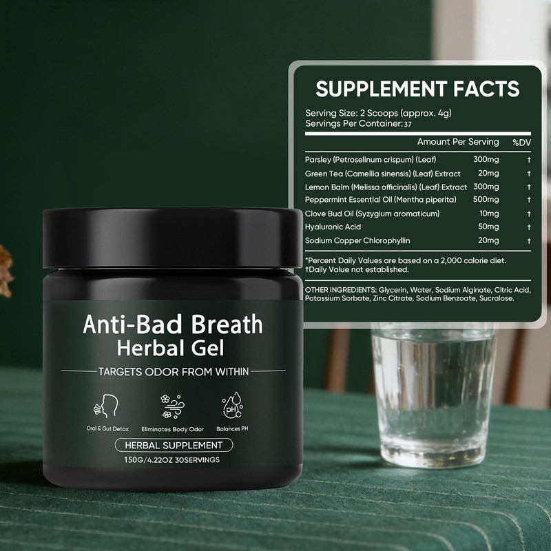 Anti-Bad Breath Herbal Gel Supplement, Body Odor Supplements, Internal Deodorant